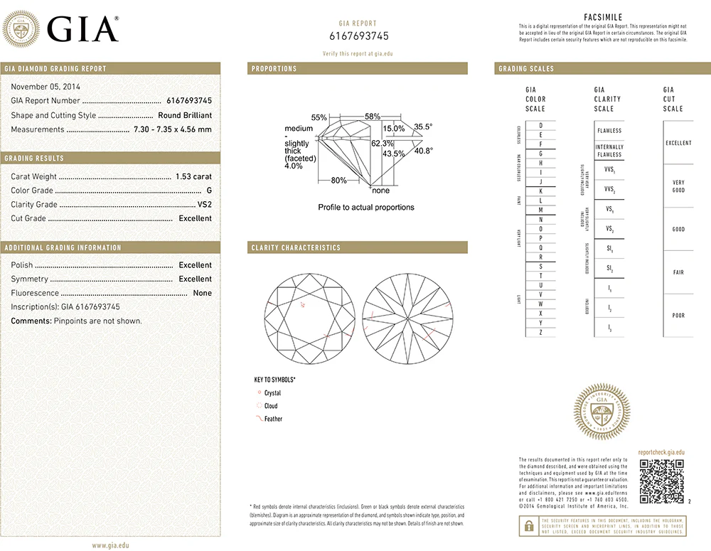 <span style="color:purple">SPECIAL!</span> 1.53CT G VS2 GIA CERTIFIED Round Brilliant Cut Natural Diamond - Image 2