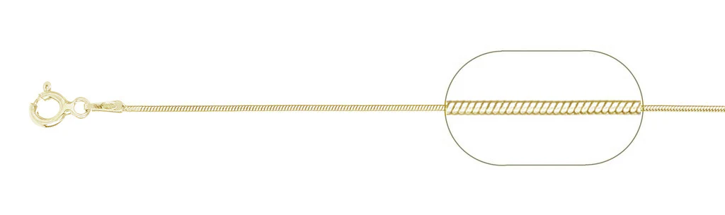 015-.9MM Yellow Gold Plated Snake Chain .925 Solid Sterling Silver Available in 16"- 22" inches NEW