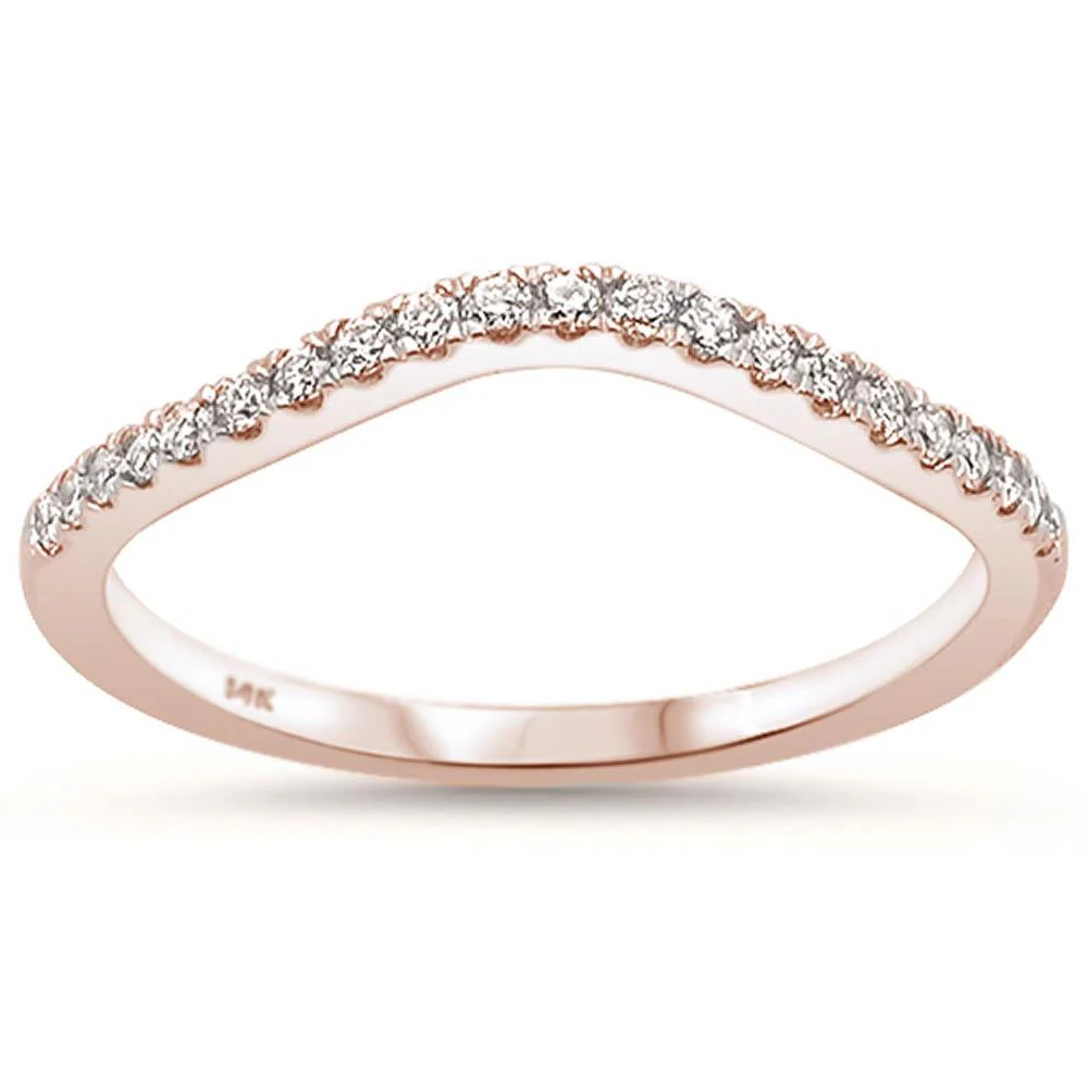 .22ct 14k Rose Gold Curved Stackable Wedding Anniversary Diamond Ring - Image 2