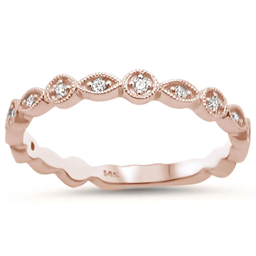 <span>DIAMOND CLOSEOUT! </span>.11ct 14k Rose Gold Stackable Wedding Anniversary Diamond Rinze 6.5