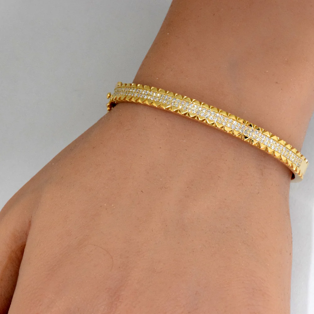 <span style="color:purple">SPECIAL!</span>.72ct G SI 14K Yellow Gold Diamond Trendy Bangle Bracelet - Image 2