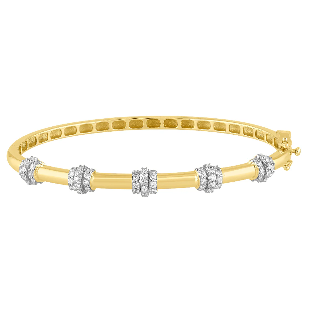 <span style="color:purple">SPECIAL!</span> .73ct G SI 14K Yellow Gold Modern Diamond Bangle Bracelet - Image 2