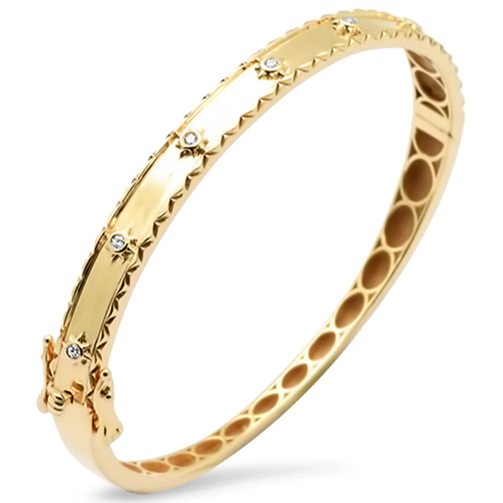 <span style="color:purple">SPECIAL!</span>.10ct G SI 14K Yellow Gold Round Diamond Bangle Bracelet