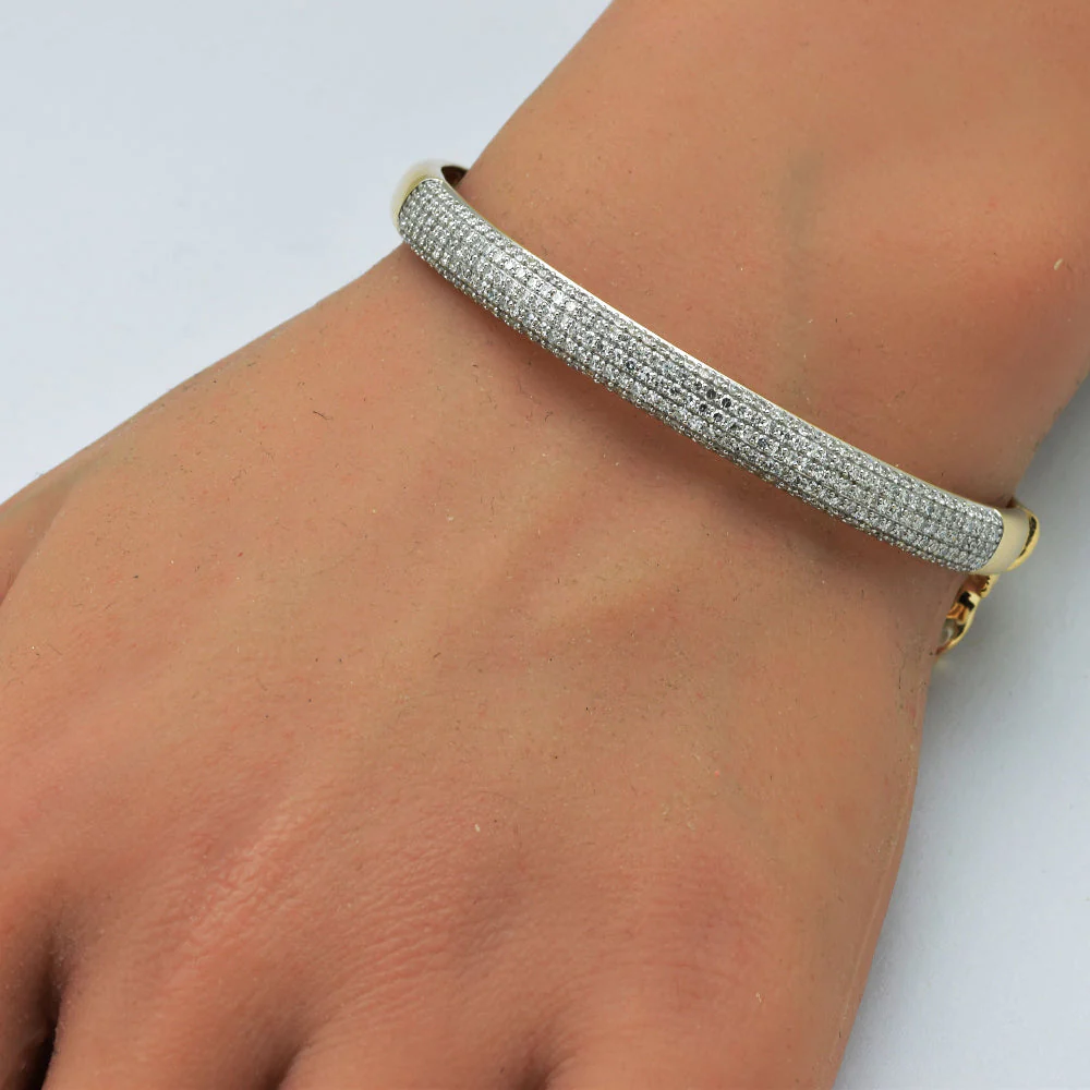 <span style="color:purple">SPECIAL!</span>1.97ct G SI 14K Yellow Gold Round Diamond Dome Bangle Bracelet - Image 2