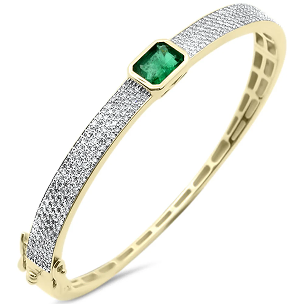 <span style="color:purple">SPECIAL!</span> 2.94ct G SI 14KT Yellow Gold Diamonds & Gemstones Bangle Bracelet 56mm