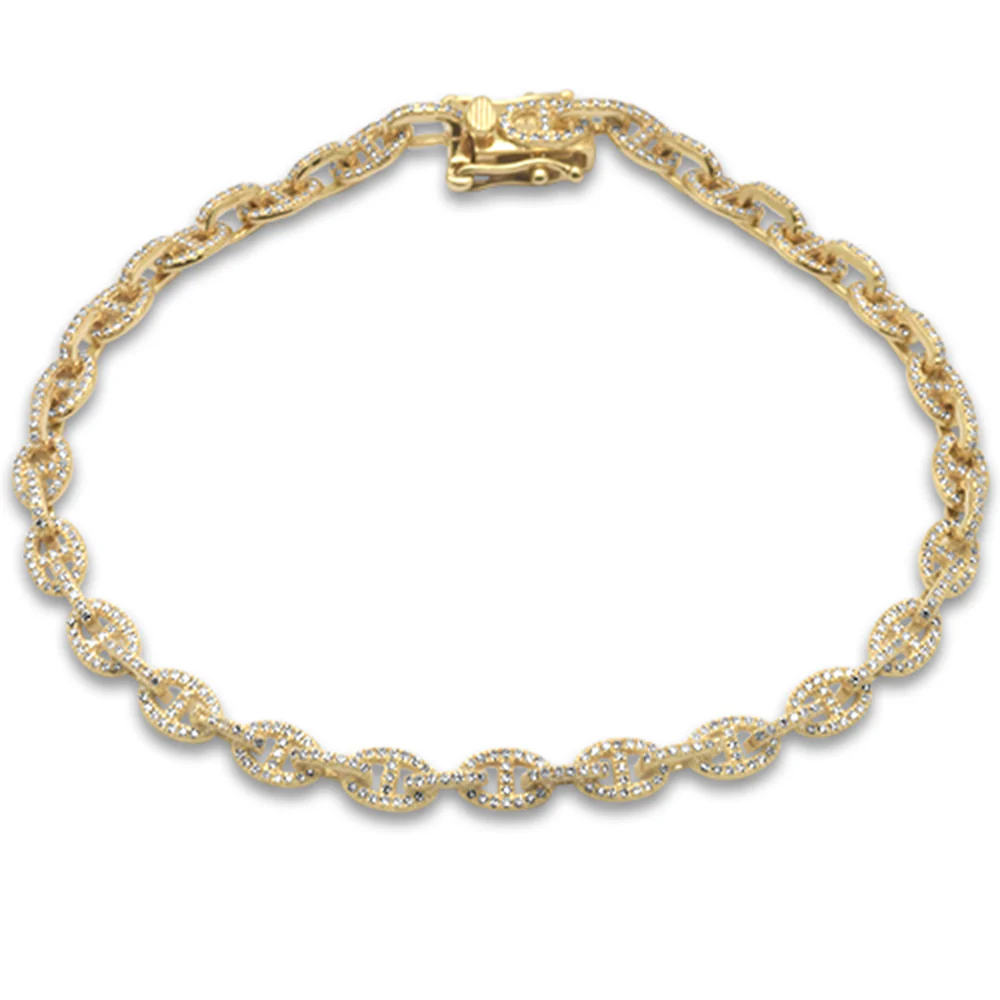 <span style="color:purple">SPECIAL!</span> 1.05ct G SI 14K Yellow Gold Diamond Link Bracelet 7" Long