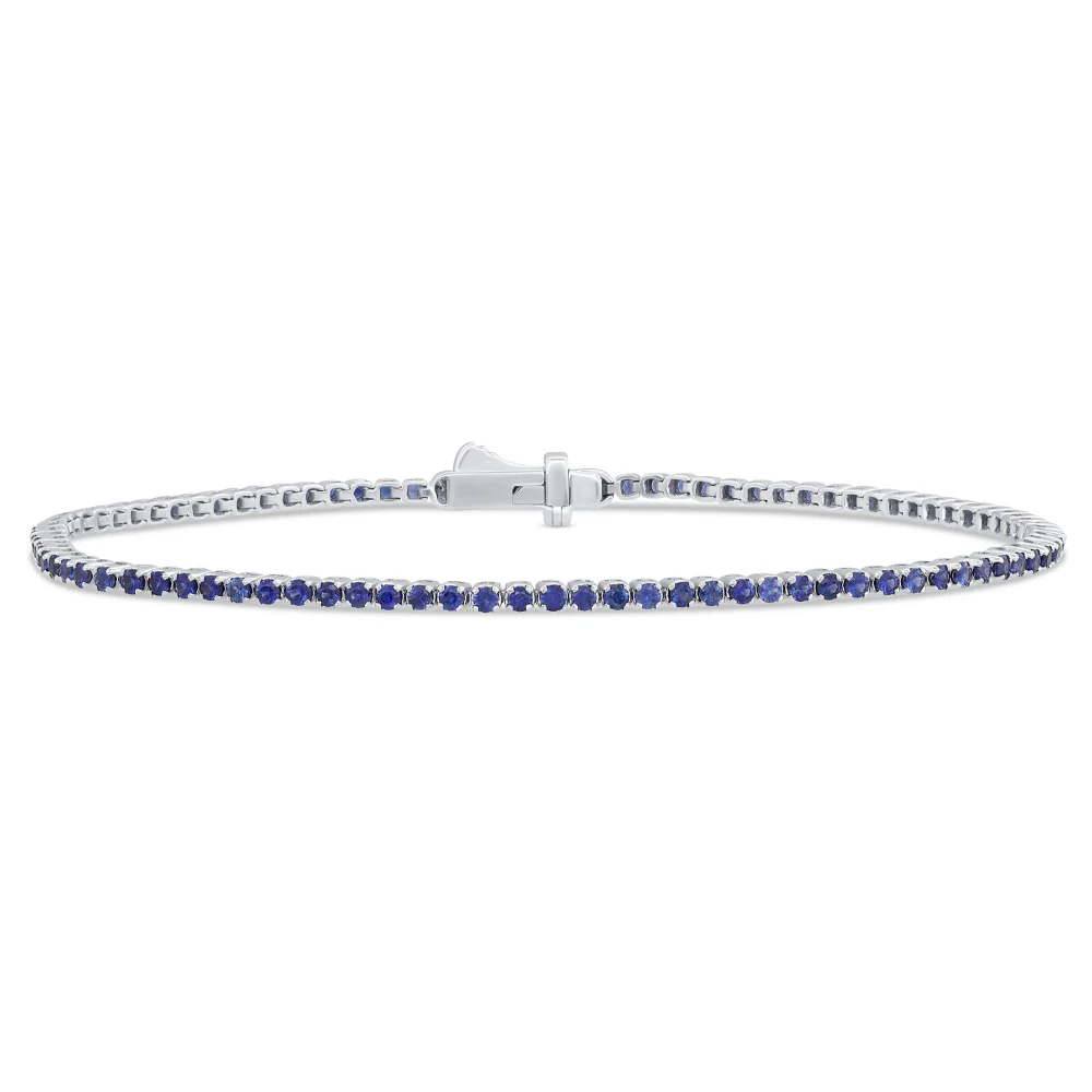 <span style="color:purple">SPECIAL!</span> 1.67cts G SI 14K White Gold Natural Blue Sapphire Tennis Bracelet 7"