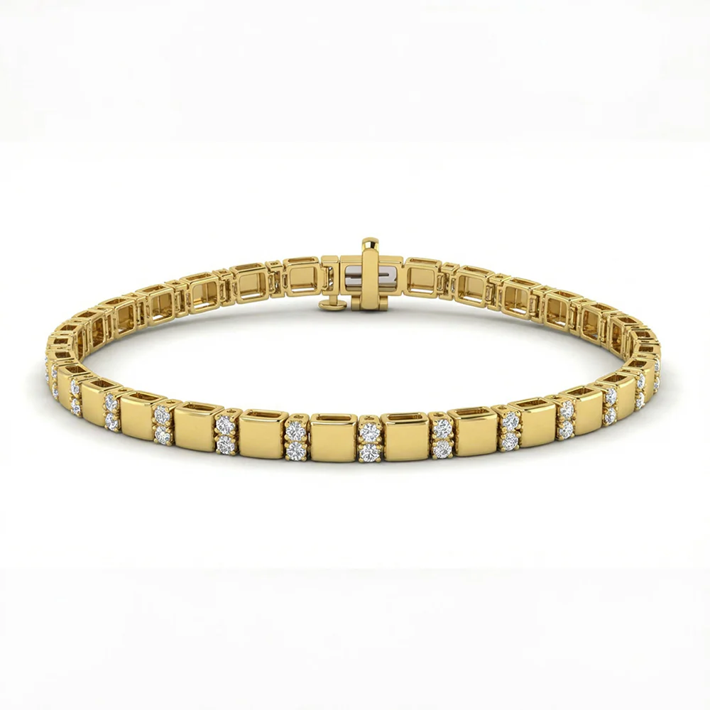 <span style="color:purple">SPECIAL!</span> 1.00ct G SI 14kt Yellow Gold Diamond Modern Bracelet 7" Long