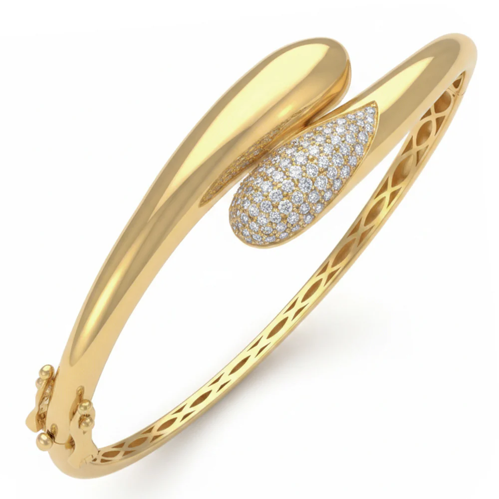 <span style="color:purple">SPECIAL!</span> .72ct G SI 14kt Yellow Gold Wrap Around Modern Diamond Bangle Bracelet