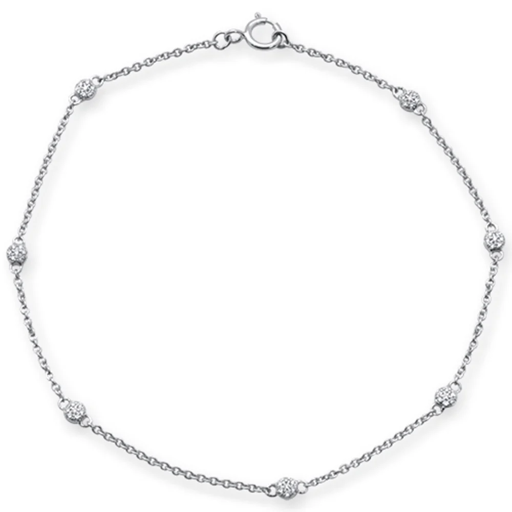 <span>DIAMOND CLOSEOUT! </span>.10ct 14kt White Gold Diamond by Yard Station Bracelet 7" Long Adj