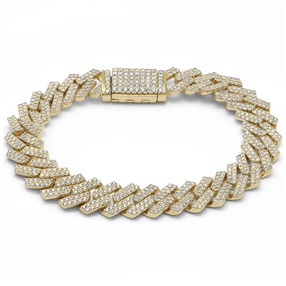 <span>DIAMOND  CLOSEOUT! </span> 13MM 9.32ct G SI 14K Yellow Gold Diamond Square Cuban Bracelet 9"
