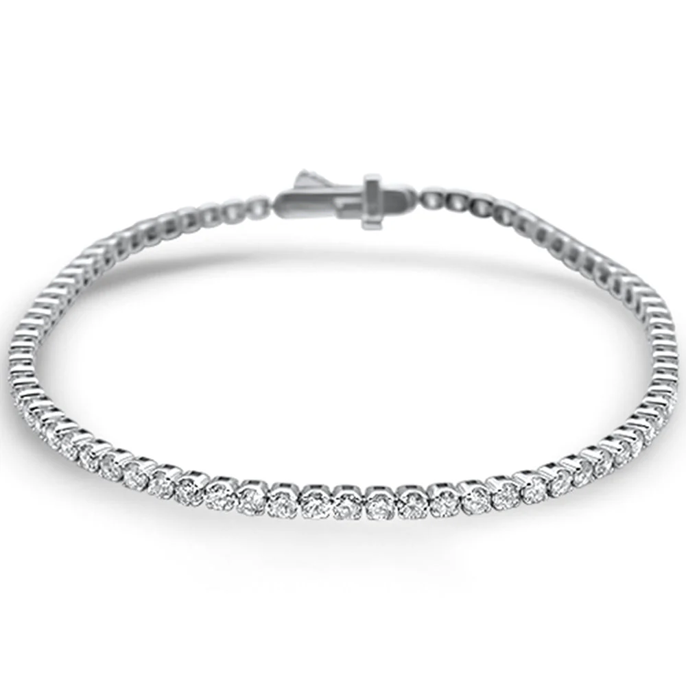 <span style="color:purple">SPECIAL!</span> 2.98ct 14KT White Gold Diamond Diamond Tennis Bracelet 7" Long