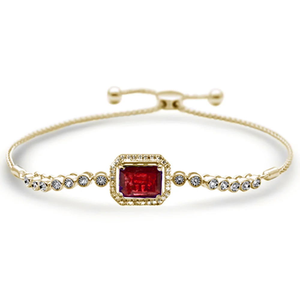 <span>GEMSTONE CLOSEOUT </span> 4.57ct G SI 14K Yellow Gold Diamond & Ruby Adjustable Gemstone Bola Bracelet