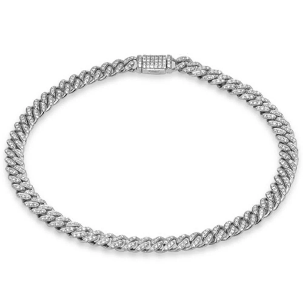 <span style="color:purple">SPECIAL!</span>5mm .65ct G SI 14K White Gold Diamond Round Cuban Bracelet 7"