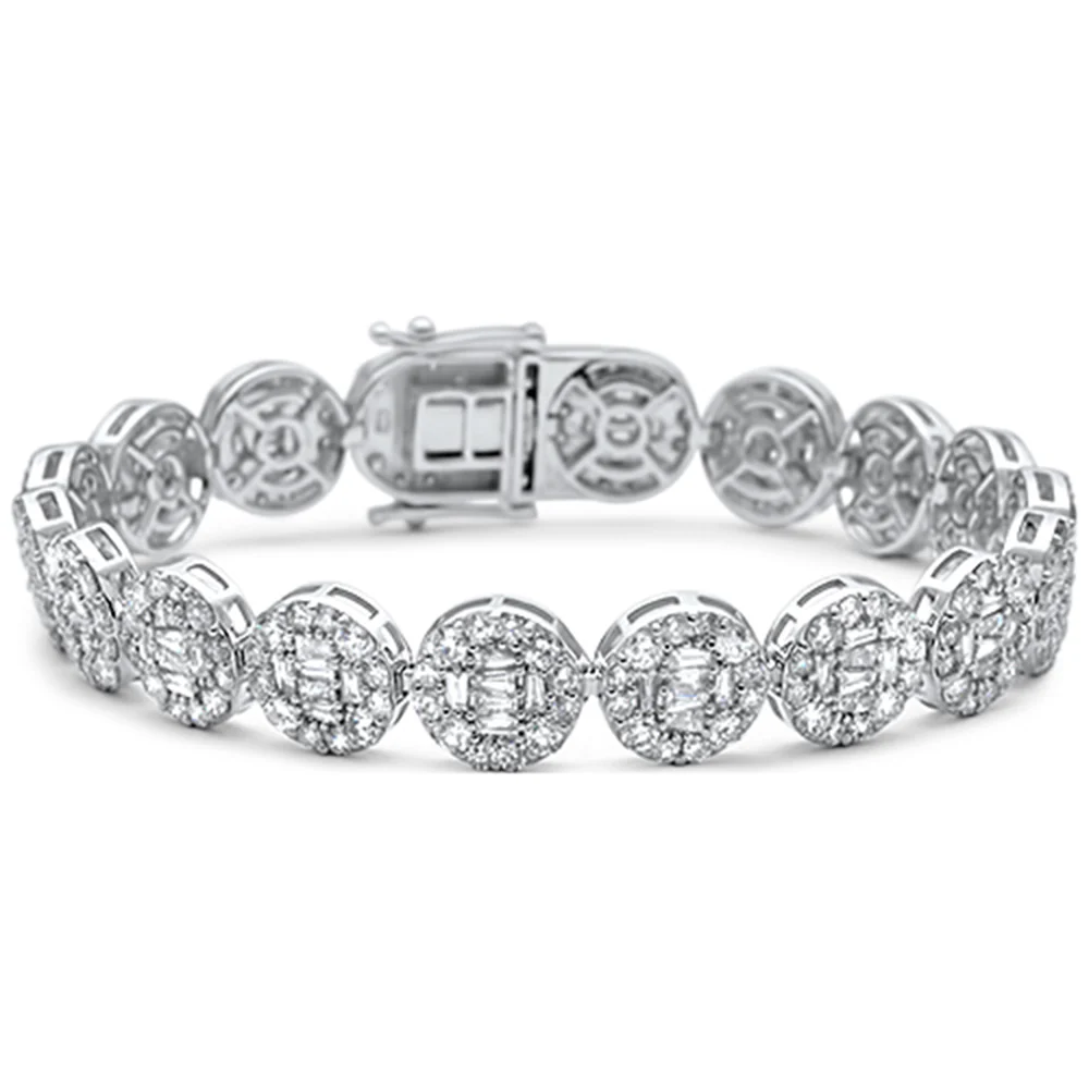 <span>DIAMOND CLOSEOUT! </span> 12.09ct G SI 14K White Gold Round & Baguette Diamond Bracelet