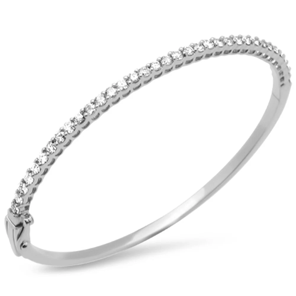 <span>DIAMOND CLOSEOUT! </span> 1.00ct G SI 14K White Gold Diamond Bangle Bracelet