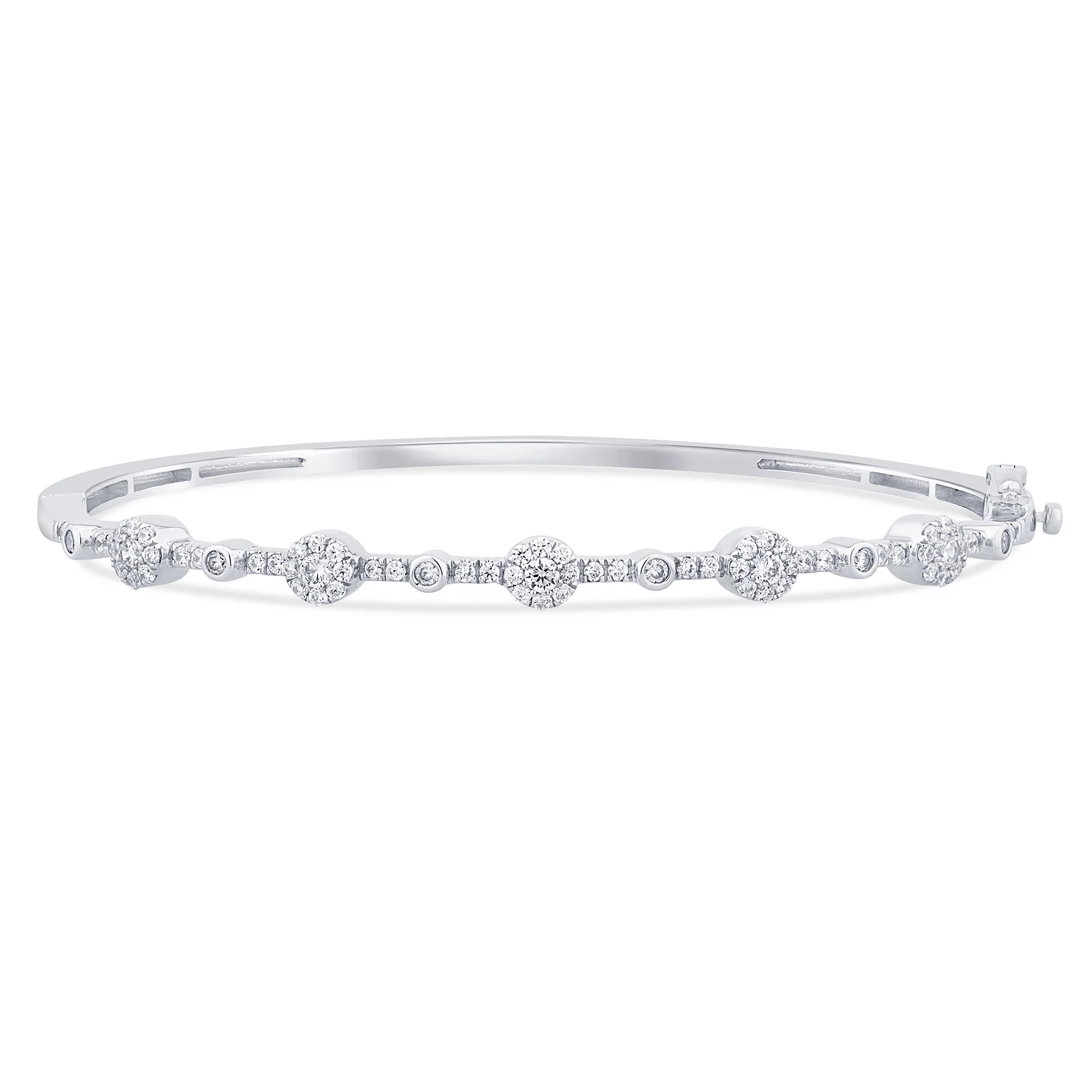 <span>DIAMOND CLOSEOUT! </span> .76ct G SI 14K White Gold Diamond Halo & Bezel Bangle Bracelet