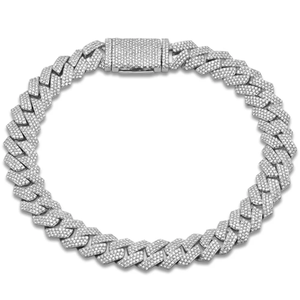 <span style="color:purple">SPECIAL!</span> 9MM 3.11ct G SI 14K White Gold Diamond Micro Pave Cuban Square Link Bracelet 8"