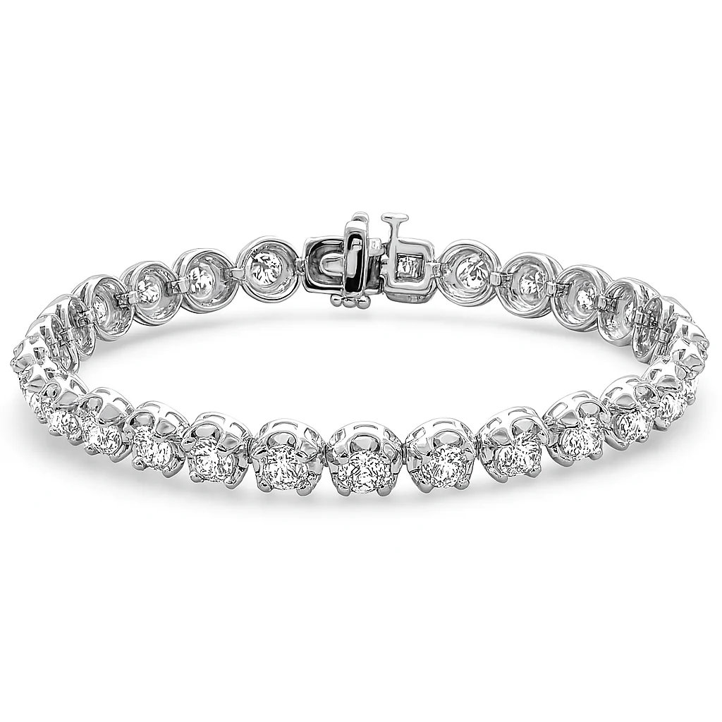 <span style="color:purple">SPECIAL!</span> 8.66ct G SI 14K White Gold Diamond Tennis Bracelet 7" Long