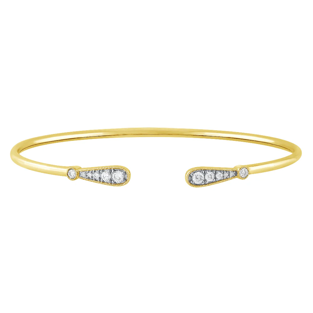 <span style="color:purple">SPECIAL!</span> .24ct G SI 14K Yellow Gold Diamond Flexible Open Bangle Bracelet - Image 3