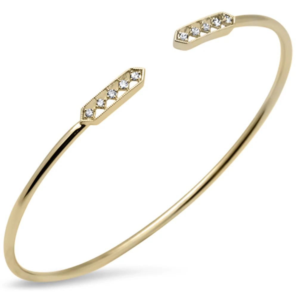 <span style="color:purple">SPECIAL!</span> .15ct G SI 14K Yellow Gold Diamond Flexible Open Bangle Bracelet