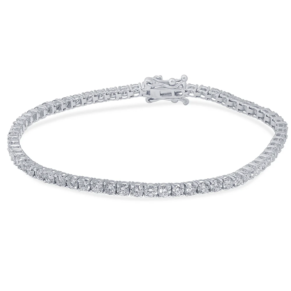 <span style="color:purple">SPECIAL!</span> 4.12ct 14KT White Gold Diamond Tennis Bracelet 7" Long