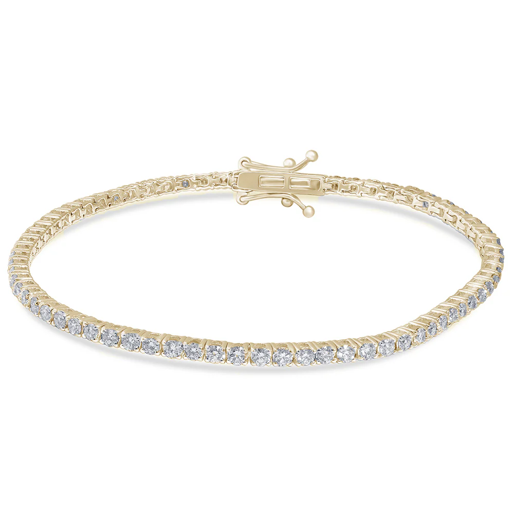 <span style="color:purple">SPECIAL!</span> 3.02ct 14K Yellow Gold Diamond Tennis Bracelet 7" Long