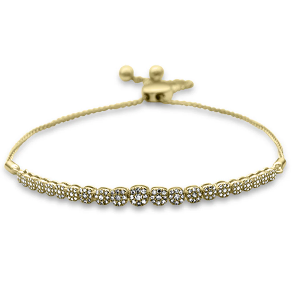 <span style="color:purple">SPECIAL!</span>.24ct G SI 14K Yellow Gold Diamond Graduated Adjustable Bola Bracelet 7" Long Adjustable