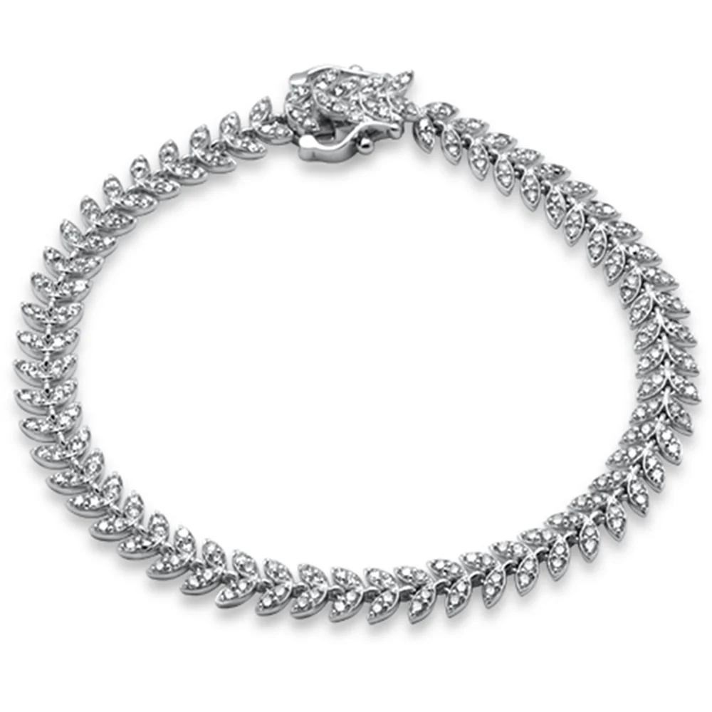 <span style="color:purple">SPECIAL!</span>1.96ct G SI 14K White Gold Diamond Olive Branch Bracelet 7" Long