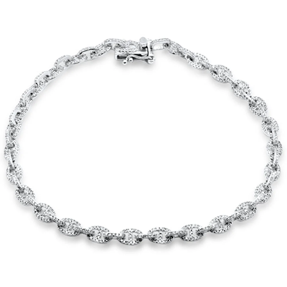 <span style="color:purple">SPECIAL!</span> 1.06ct G SI 14K White Gold Diamond Link Bracelet 7" Long