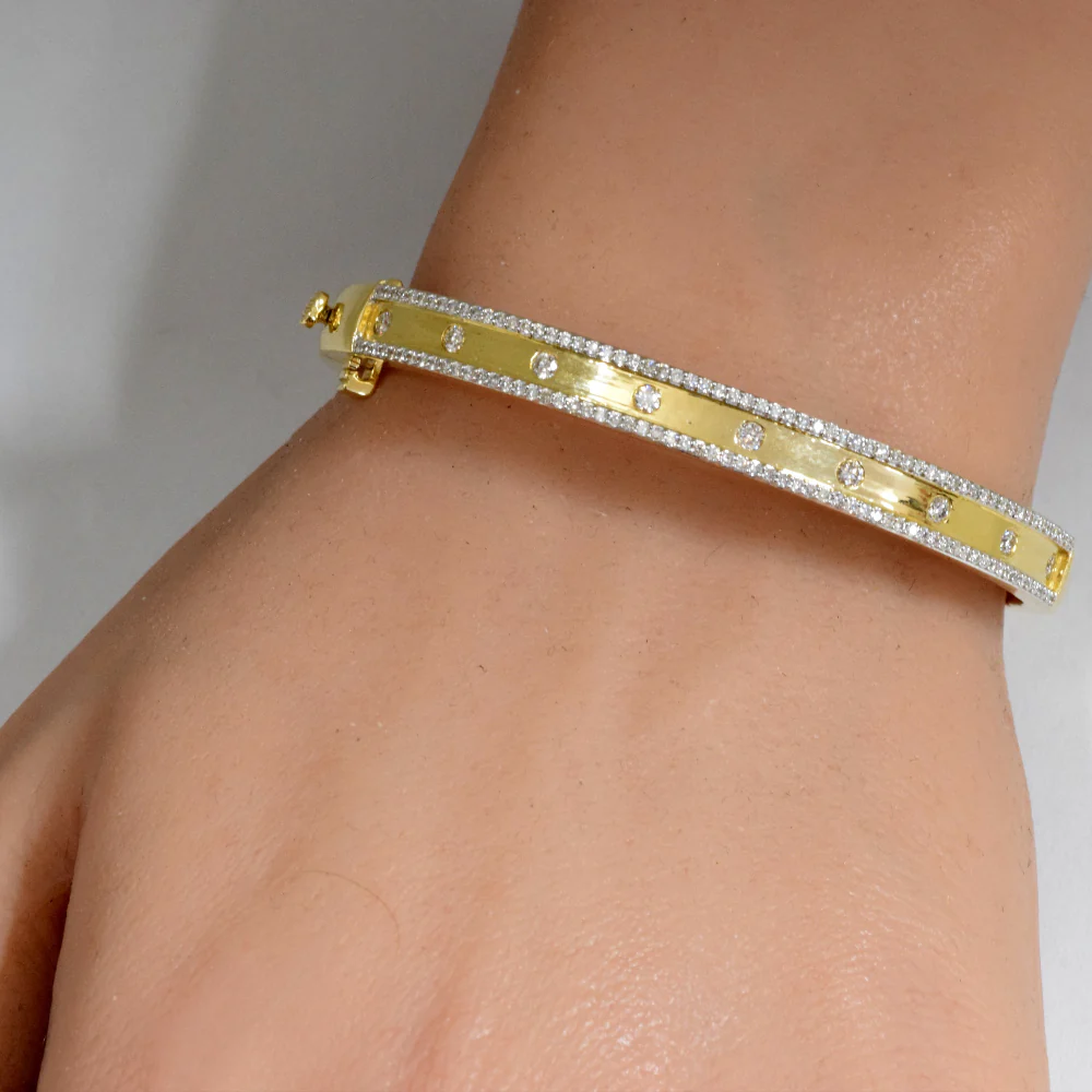<span style="color:purple">SPECIAL!</span> 1.00ct G SI 14K Yellow Gold Diamond Bangle Bracelet - Image 2