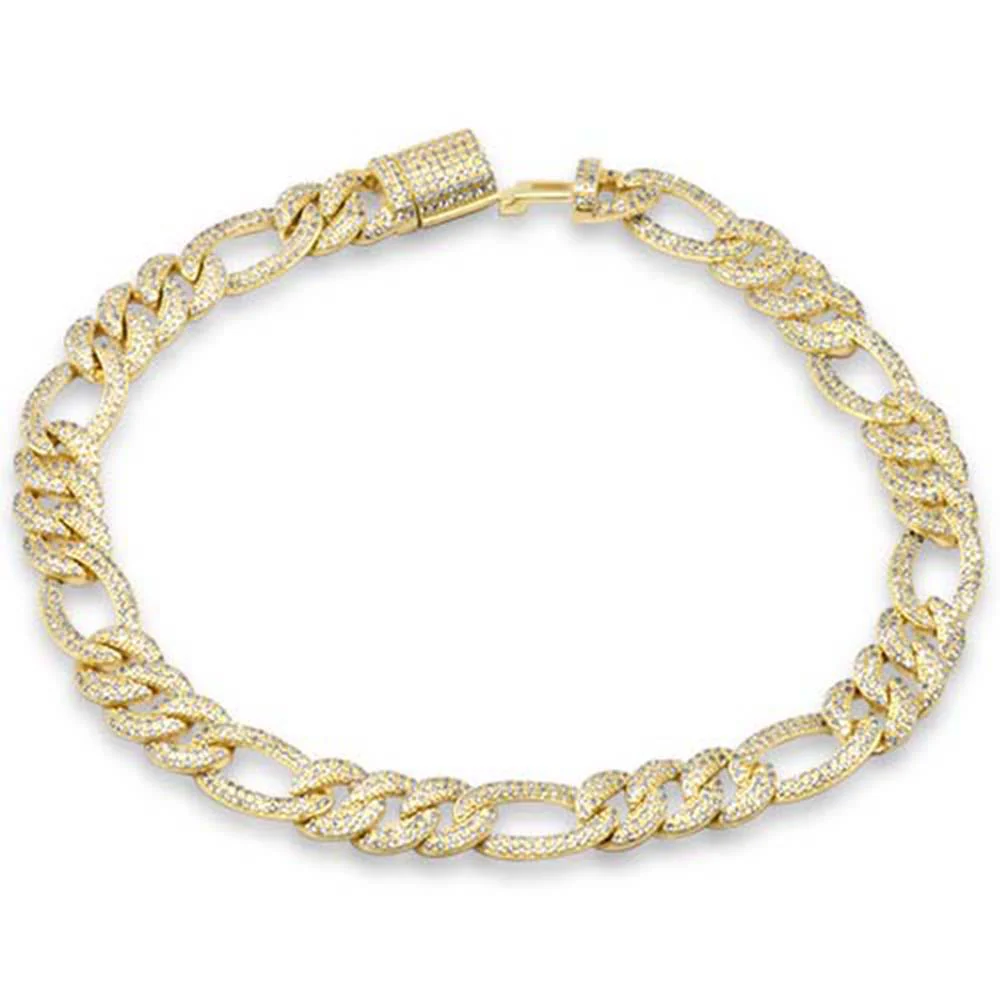 <span style="color:purple">SPECIAL!</span> 7mm 1.85ct G SI 14K Yellow Gold Diamond Round Cuban Bracelet 8" Long
