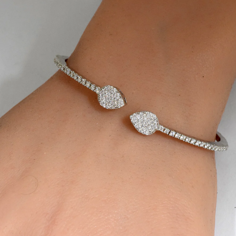 <span style="color:purple">SPECIAL!</span> 1.03ct G SI 14K White Gold Diamond Flexible Bangle Bracelet - Image 2