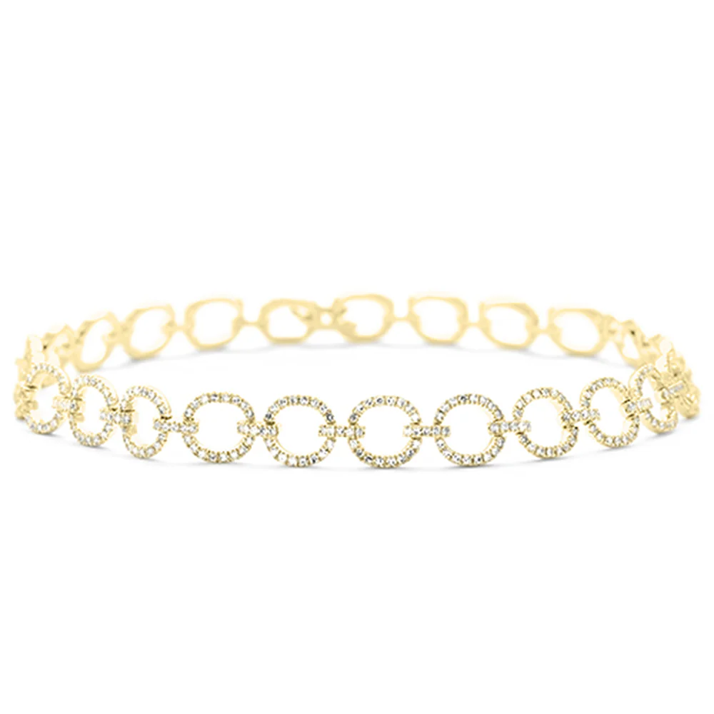 <span style="color:purple">SPECIAL!</span> 1.27ct G SI 14K Yellow Gold Round Diamond Link Bracelet 7" Long