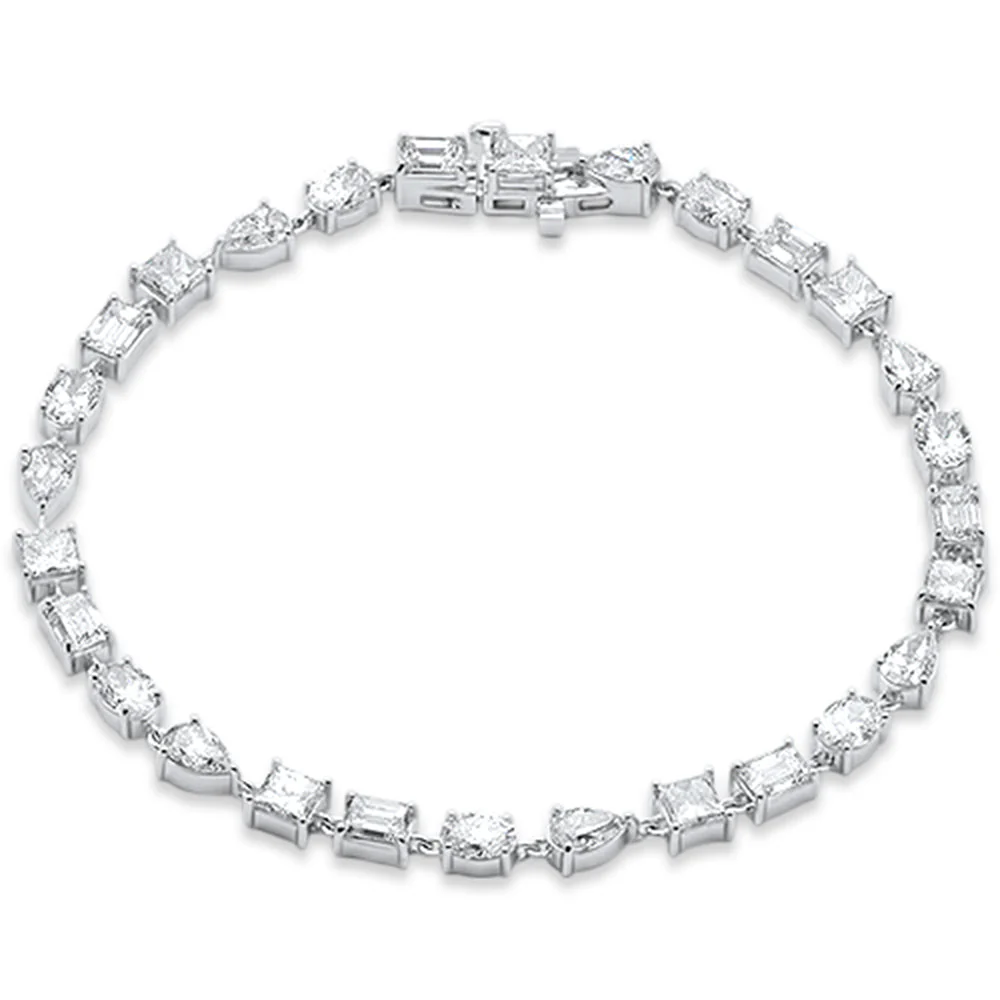 <span style="color:purple">SPECIAL!</span> 6.82ct G SI 14K White Gold Diamond Multi Shape Bracelet 7" Long