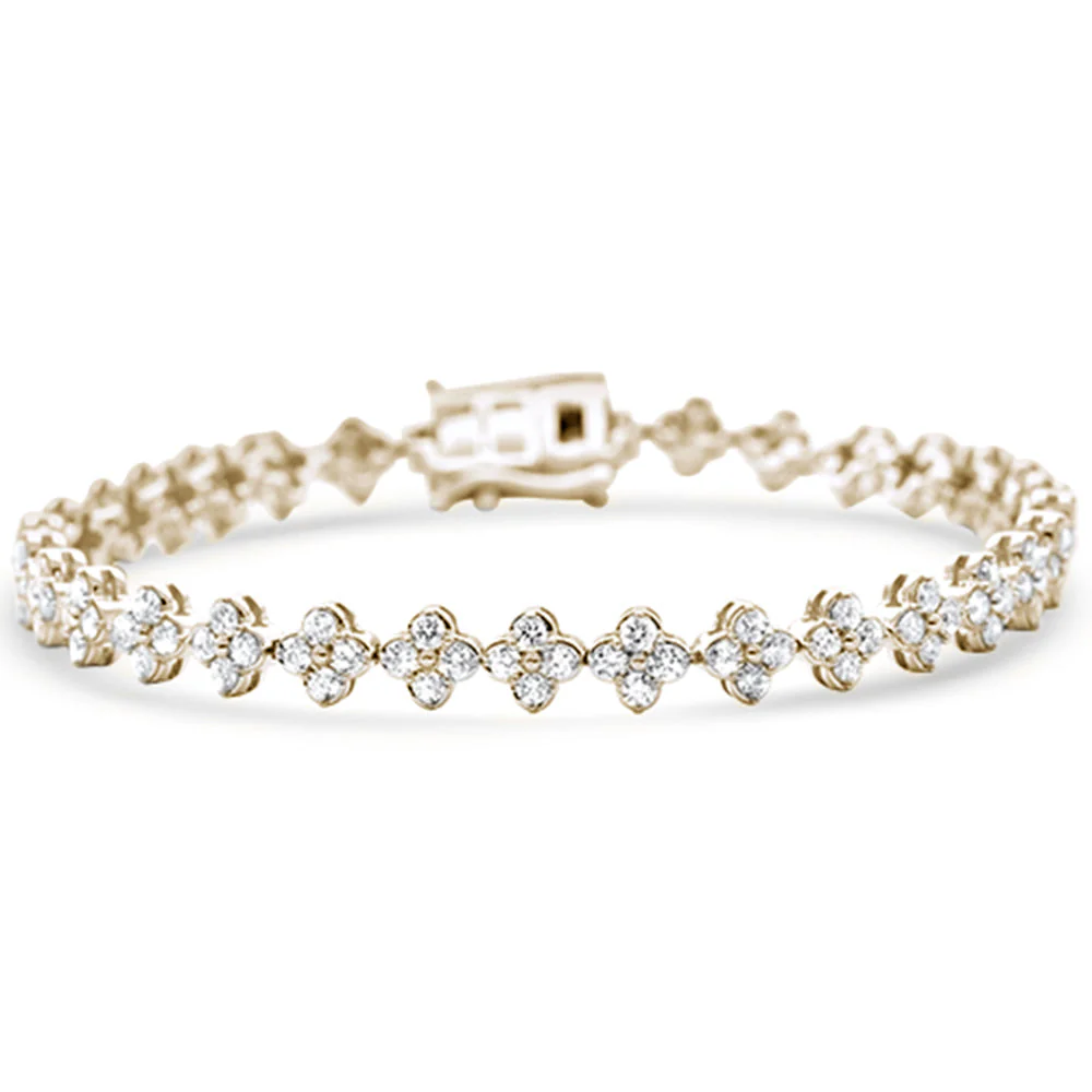 <span style="color:purple">SPECIAL!</span> 2.98ct G SI 14K Yellow Gold Flower Diamond Bracelet 7" Long