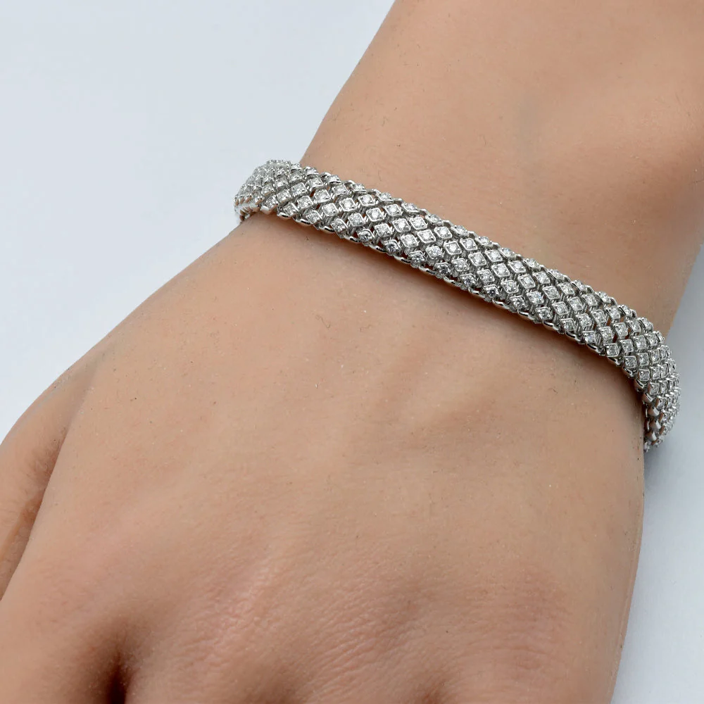 <span style="color:purple">SPECIAL!</span> 2.96ct G SI 14K White Gold Unique Diamond Bracelet 7" Long - Image 2