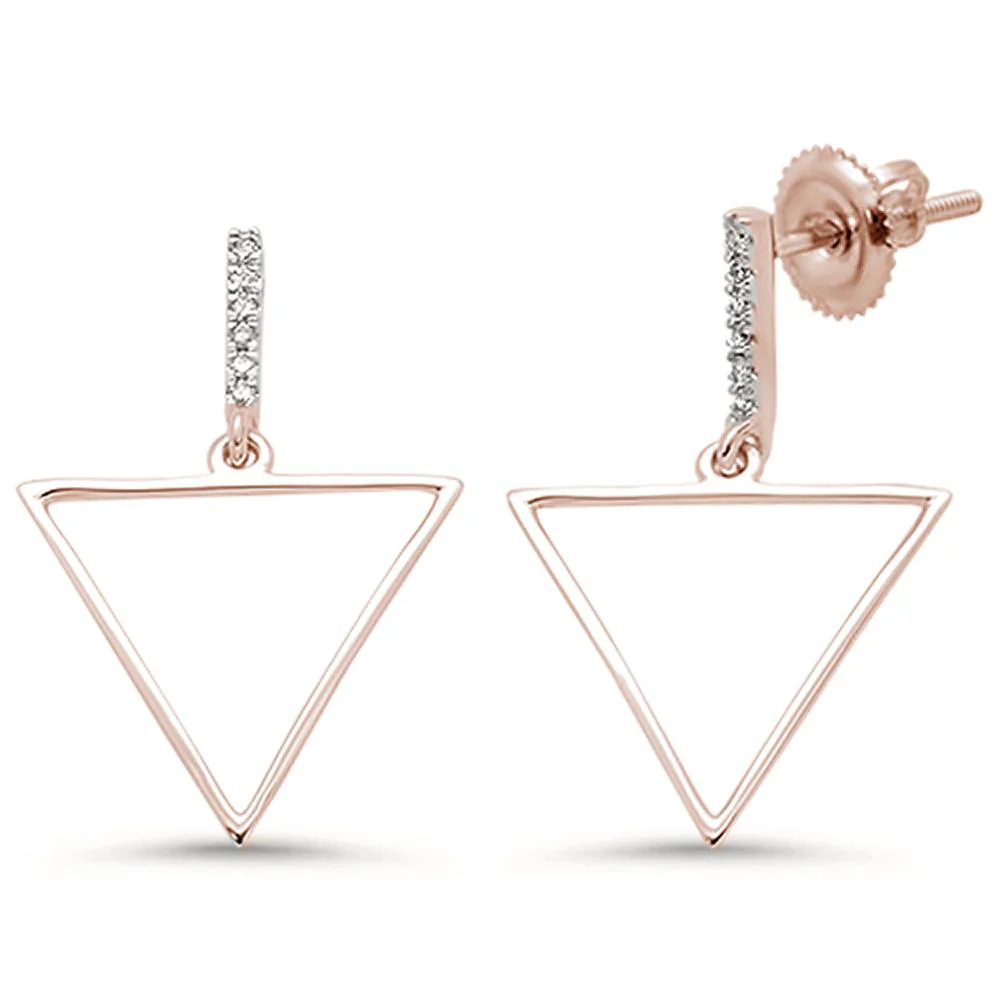 <span>DIAMOND CLOSEOUT! </span>.08ct 14k Rose Gold Diamond Trendy Triangle Earrings