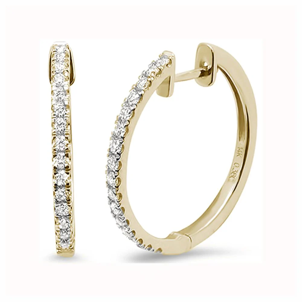 <span>DIAMOND CLOSEOUT! </span>.24ct 14k Yellow Gold Hoop Huggie Diamond Earrings