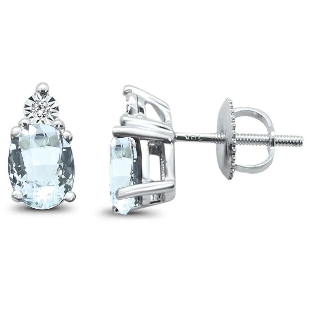 <span>GEMSTONE CLOSEOUT </span>! 1.31ct 10k White Gold Aquamarine & Diamond Earring