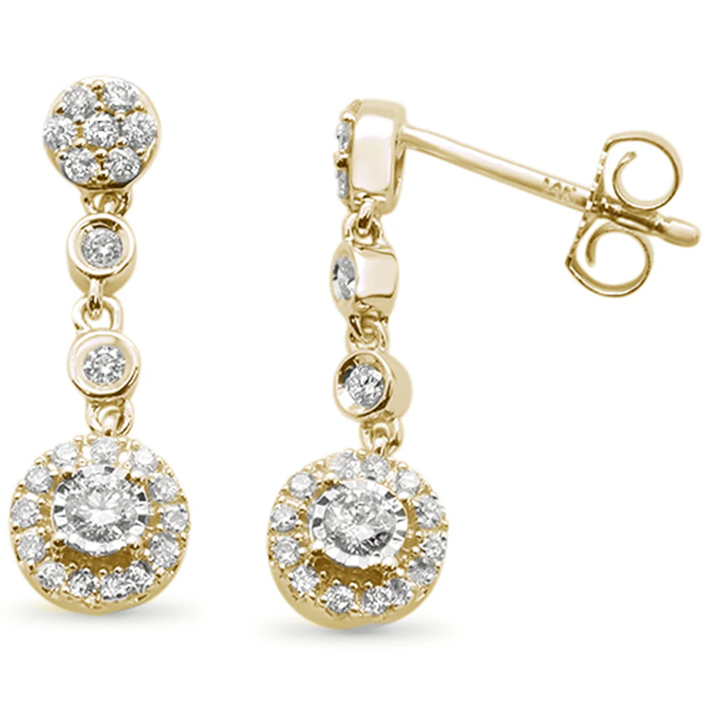 <span>DIAMOND CLOSEOUT! </span>.39ct 14k Yellow Gold Drop Dangle Diamond Earrings
