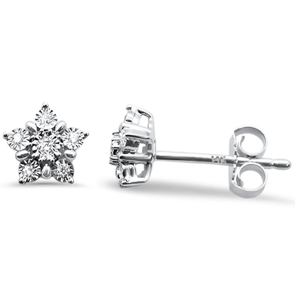 <span>DIAMOND CLOSEOUT! </span>.08ct 14k White Gold Star Shape Diamond Stud Earrings