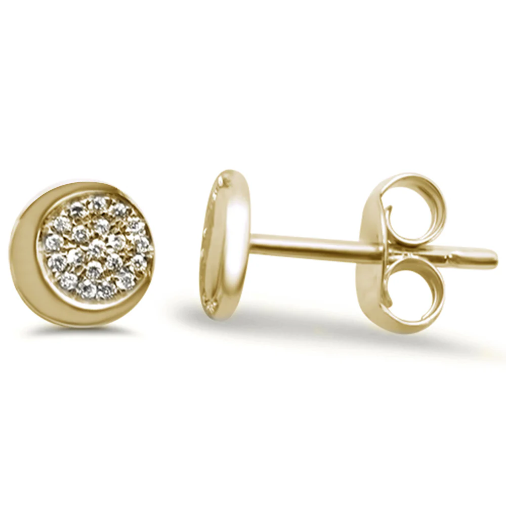 <span>DIAMOND CLOSEOUT! </span>.05ct 14k Yellow Gold Crescent Moon Celestial Diamond Earrings