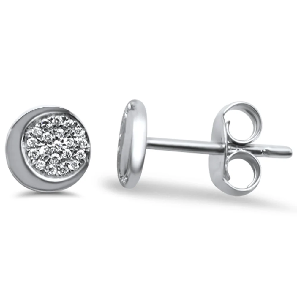 <span>DIAMOND CLOSEOUT! </span>.05ct 14k White Gold Crescent Moon Celestial Diamond Earrings