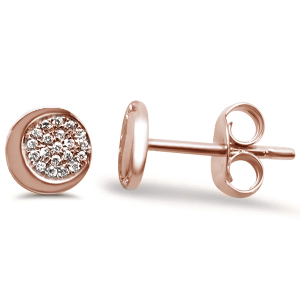 <span>DIAMOND CLOSEOUT! </span>.06ct 14k Rose Gold Crescent Moon Celestial Diamond Earrings