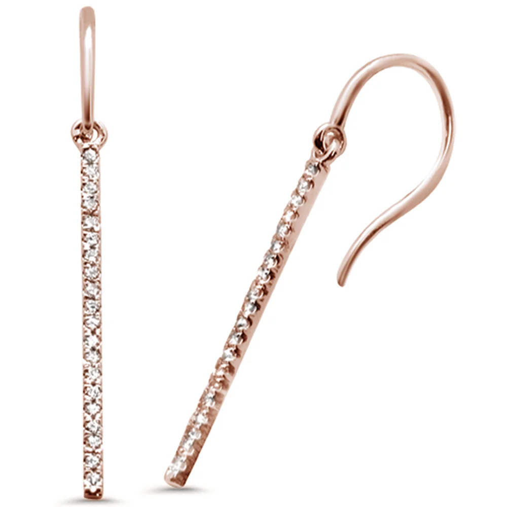 <span>DIAMOND CLOSEOUT! </span>.20ct 14K Rose Gold Diamond Drop Dangle Line Modern Earrings