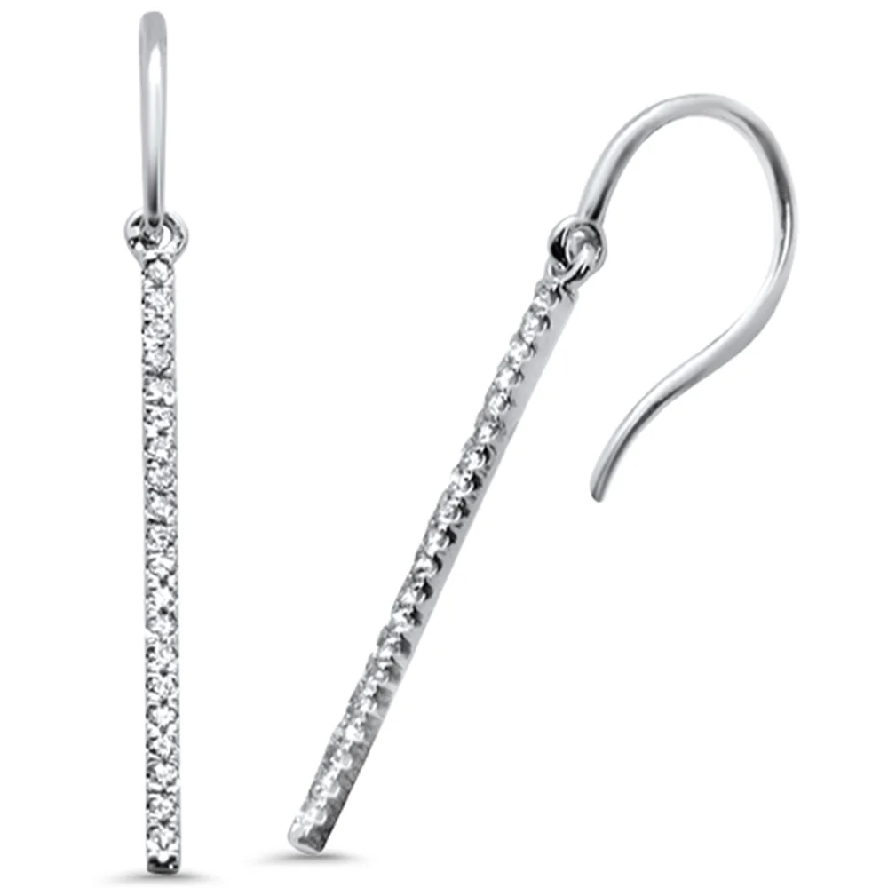 <span>DIAMOND CLOSEOUT! </span>.22ct 14K White Gold Drop Dangle Line Modern Earrings