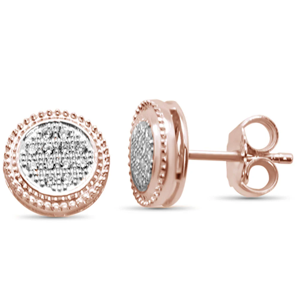 <span>DIAMOND CLOSEOUT! </span>.13ct 10K Rose Gold Diamond Round Stud Earrings