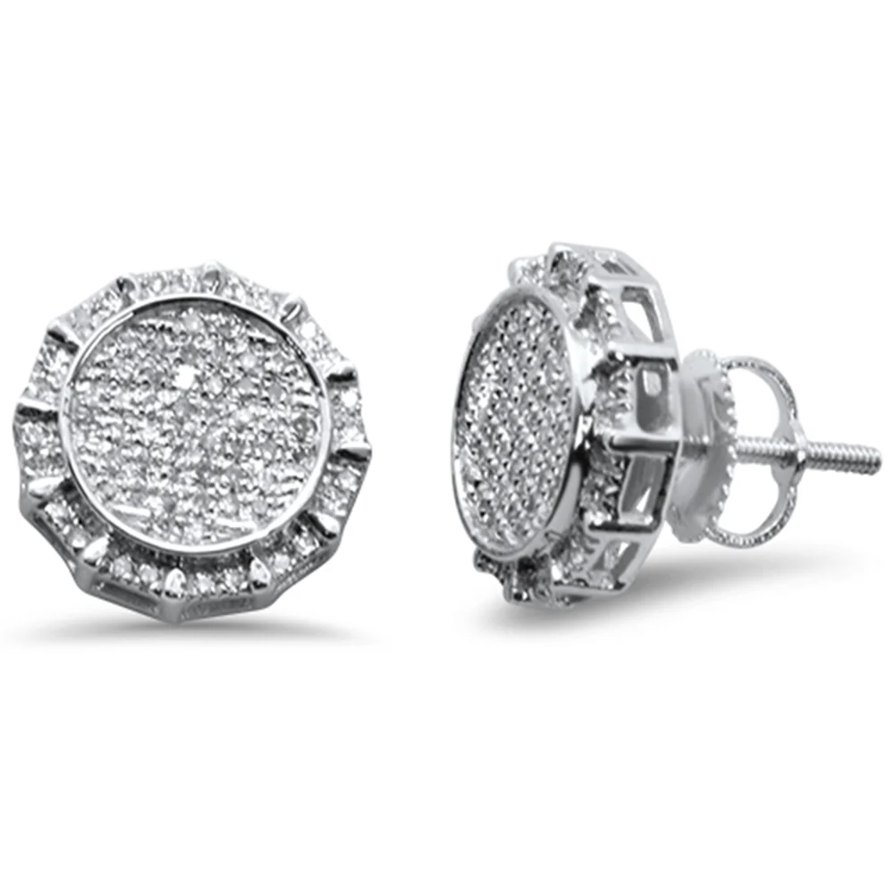 <span>DIAMOND CLOSEOUT! </span>.34ct G SI 10k White Gold Round Micro Pave Diamond Stud Earrings
