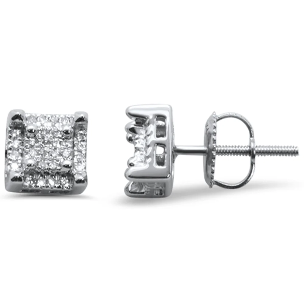 <span>DIAMOND CLOSEOUT! </span> .15ct G SI 10K White Gold Square Diamond Stud Earrings